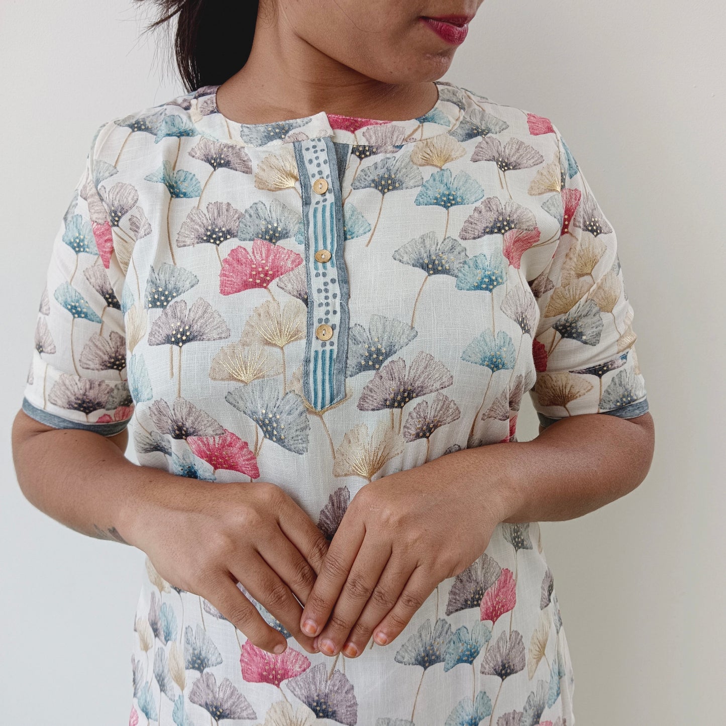Rayon Cotton Grey Floral Print Women Salwar Set