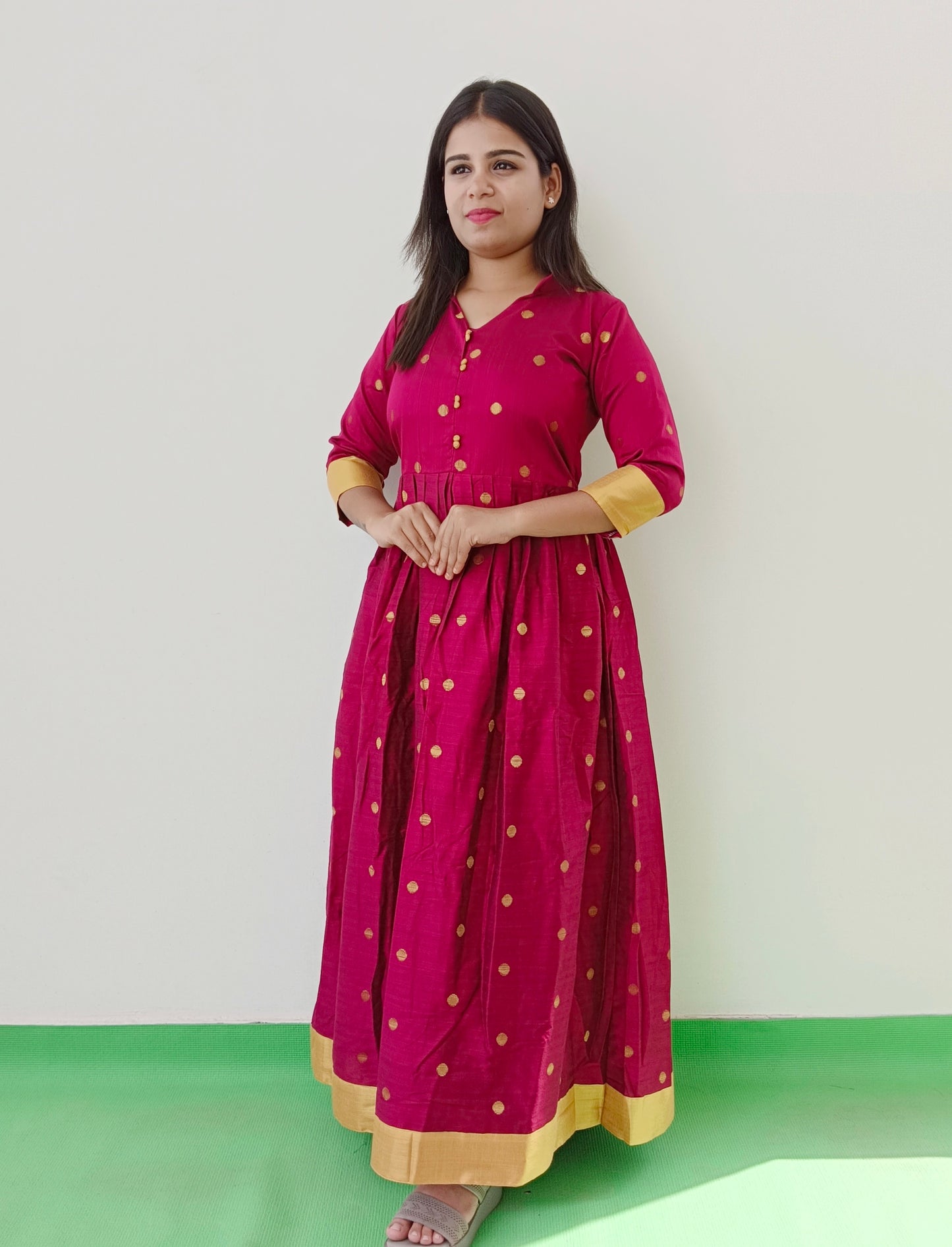 Rani Pink - Pure Silk Women Anarkali Kurti