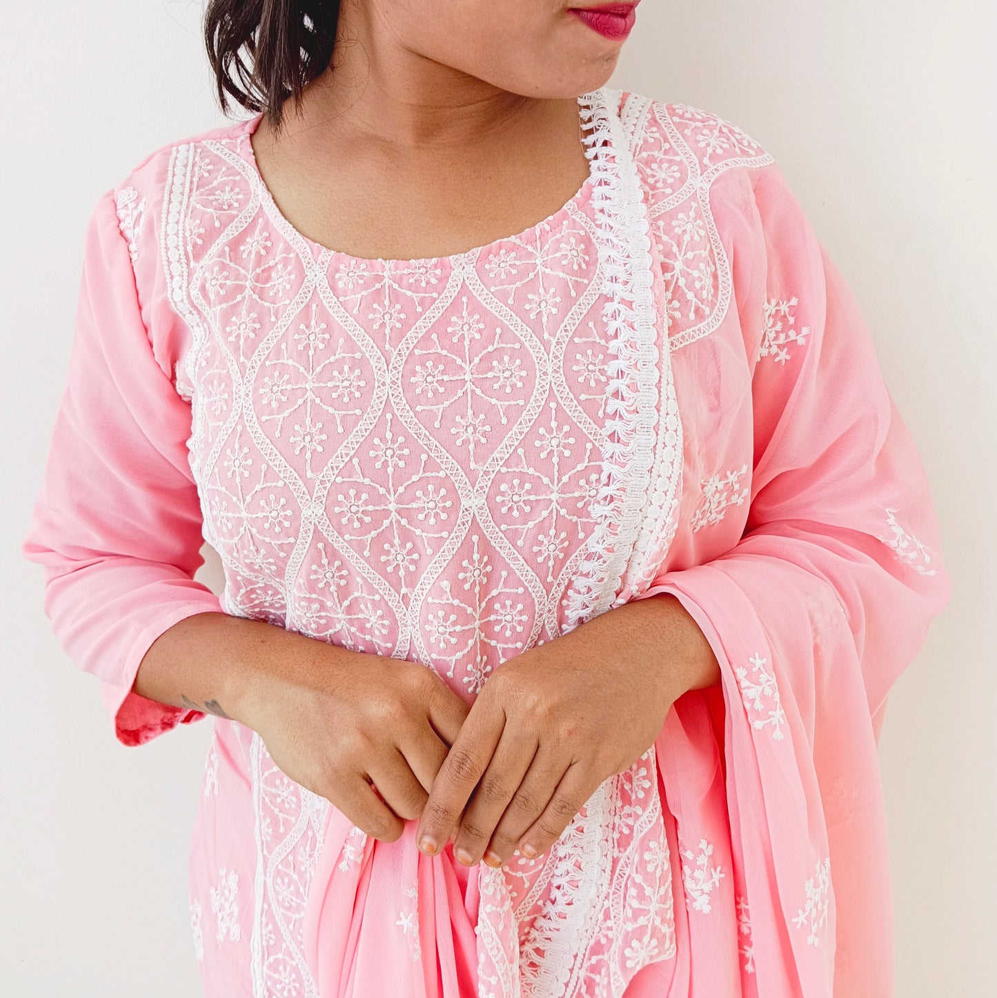 Georgette - Pink - Embroidery - Salwar Suit
