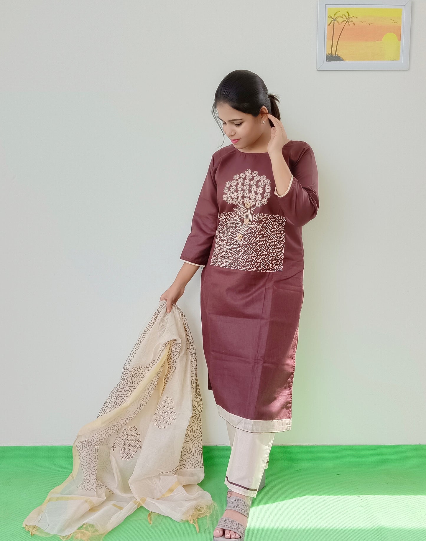 Khadi Cotton - Brown - Salwar Suit