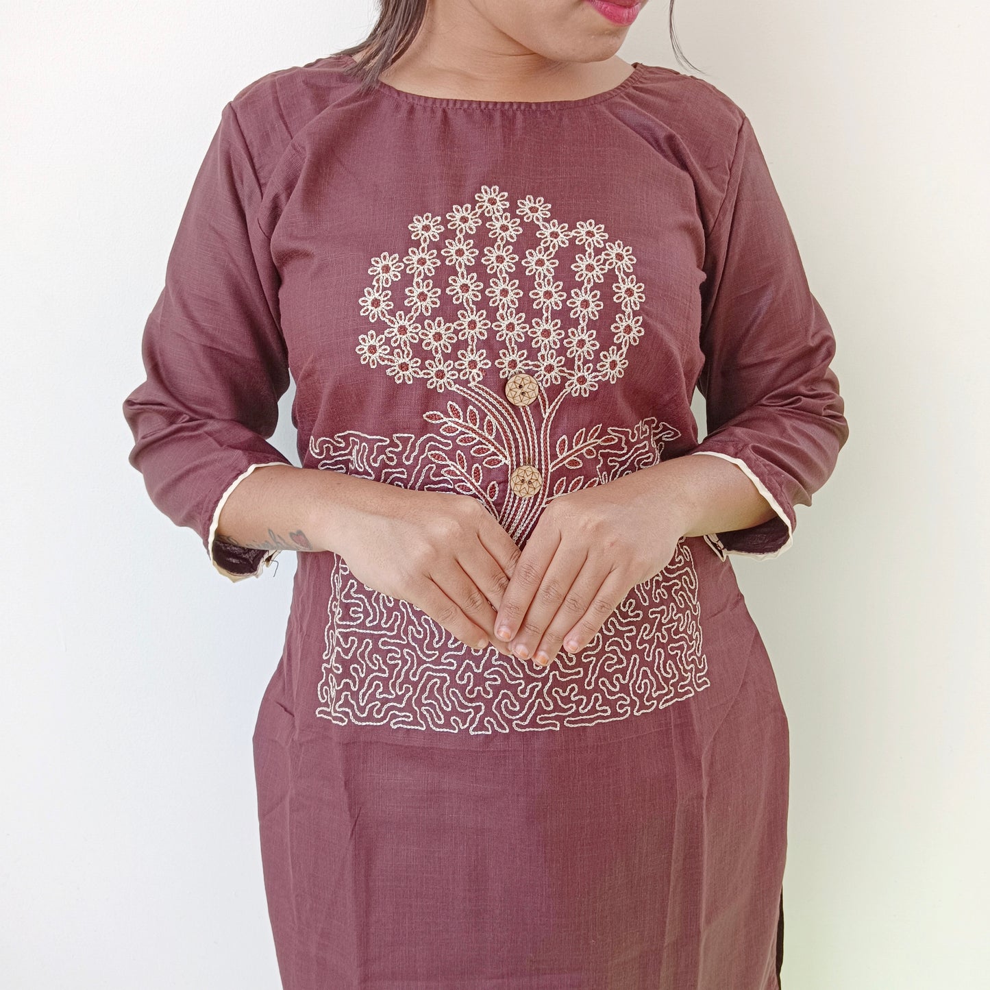 Khadi Cotton - Brown - Salwar Suit