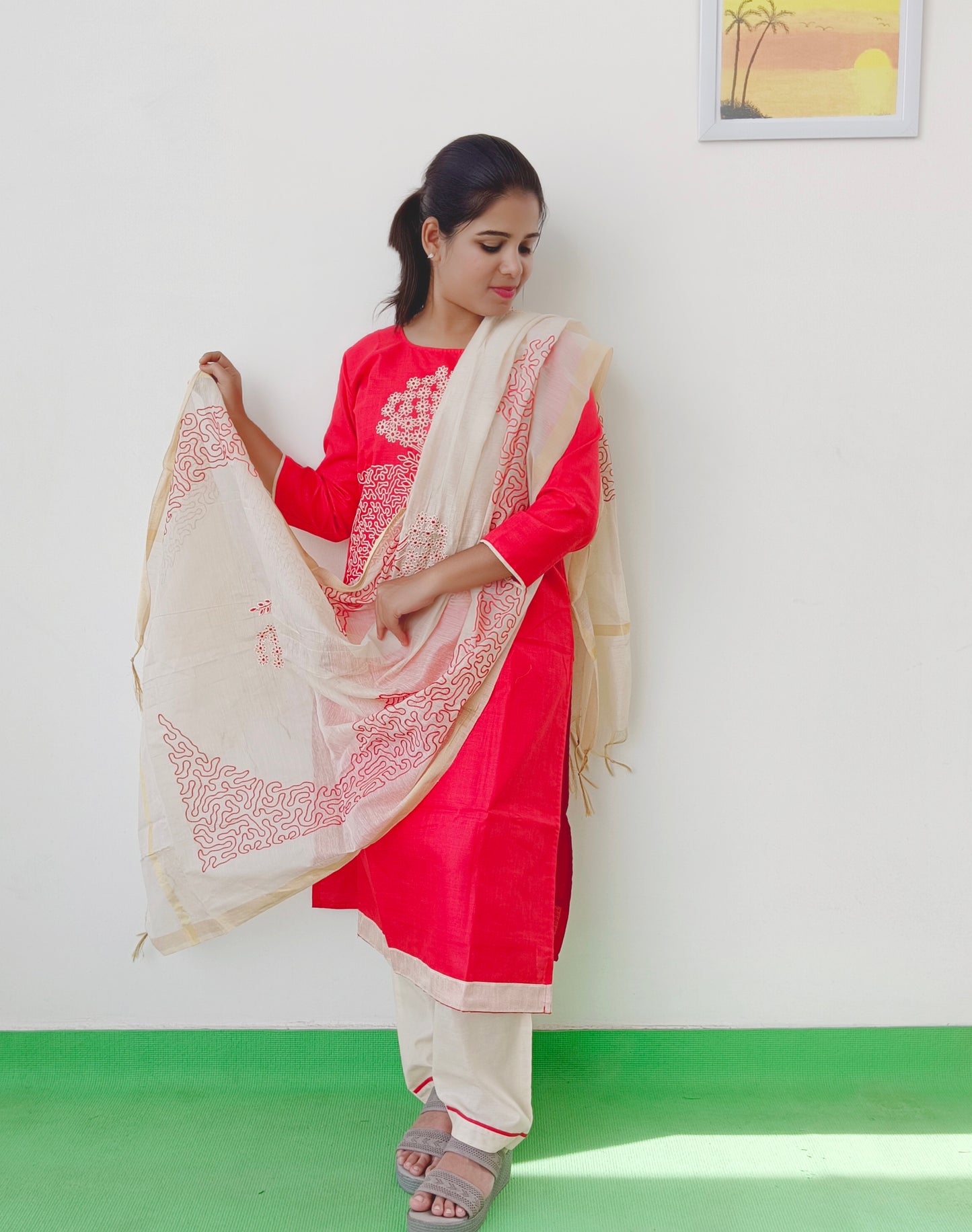 Khadi Cotton - Red - Salwar Suit