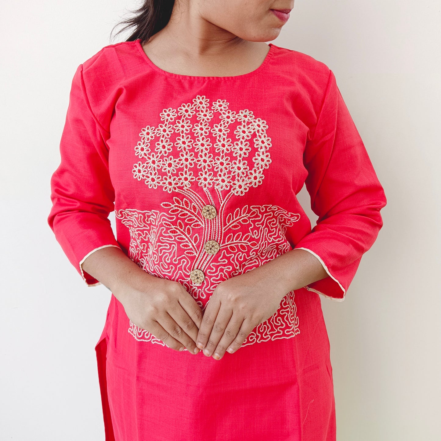 Khadi Cotton - Red - Salwar Suit