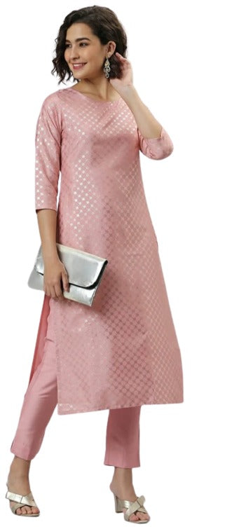 Baby Pink Art Silk Kurta Set