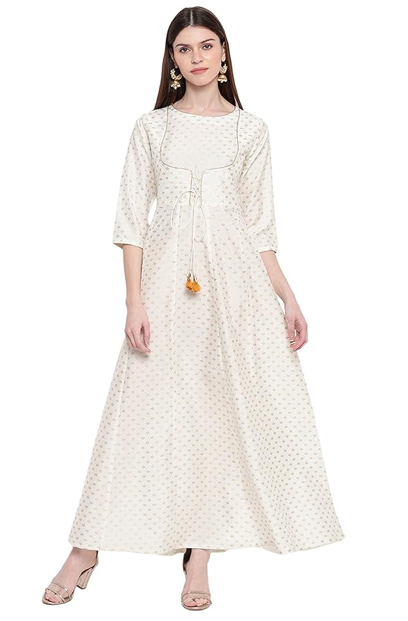 Pearl White Silk Anarkali