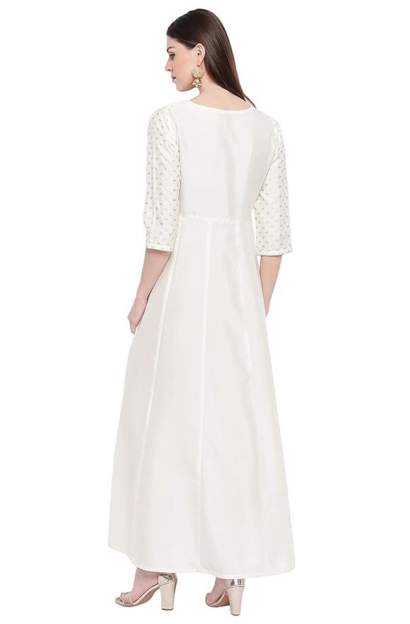 Pearl White Silk Anarkali