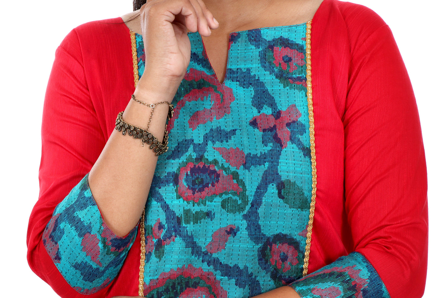 Red - Kurta and Palazzo Set Cotton Silk