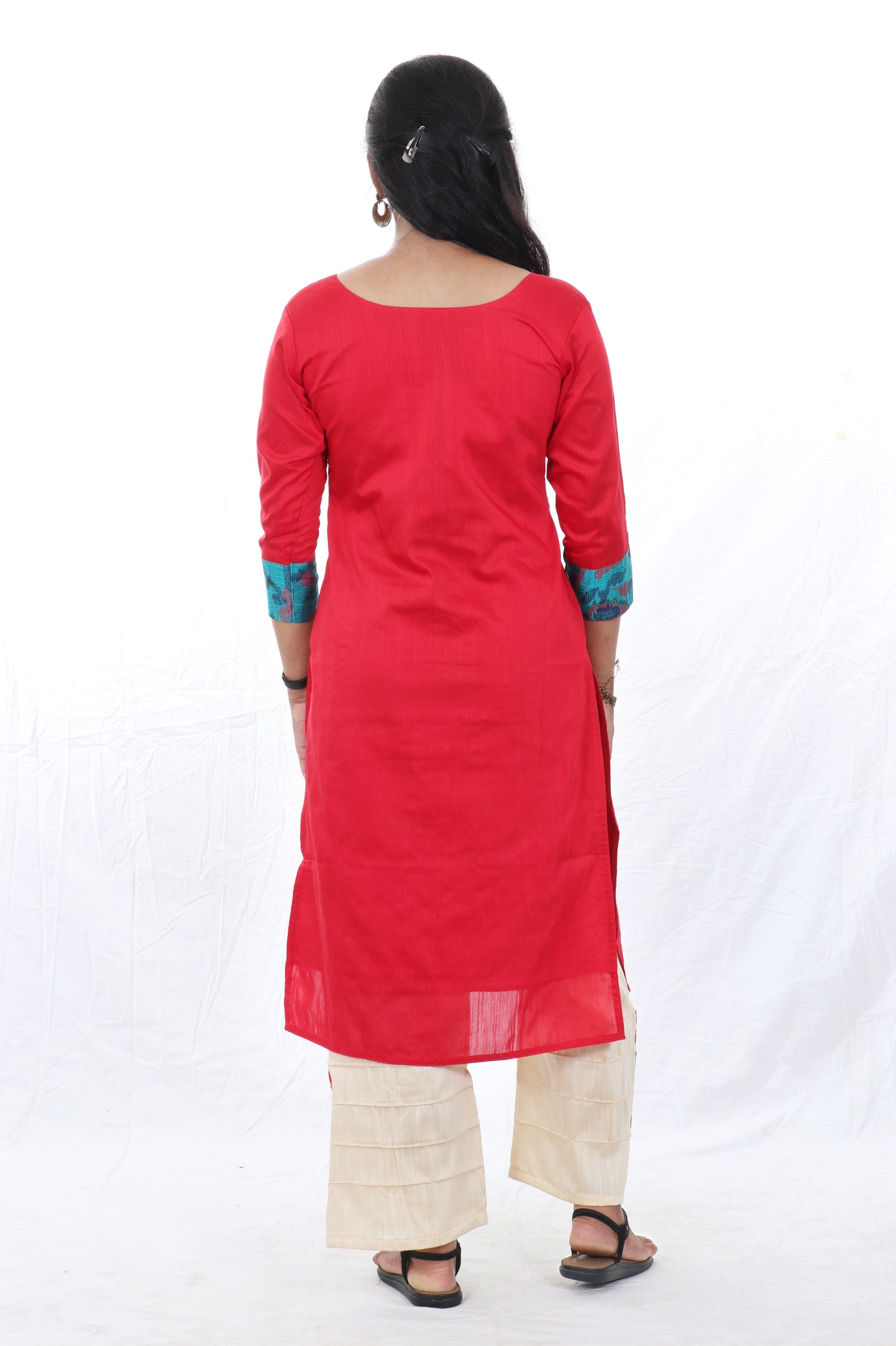 Red - Kurta and Palazzo Set Cotton Silk