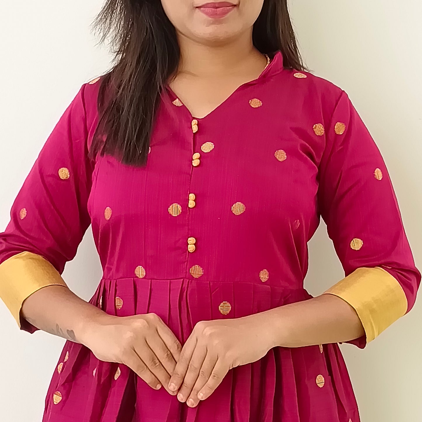Rani Pink - Pure Silk Women Anarkali Kurti