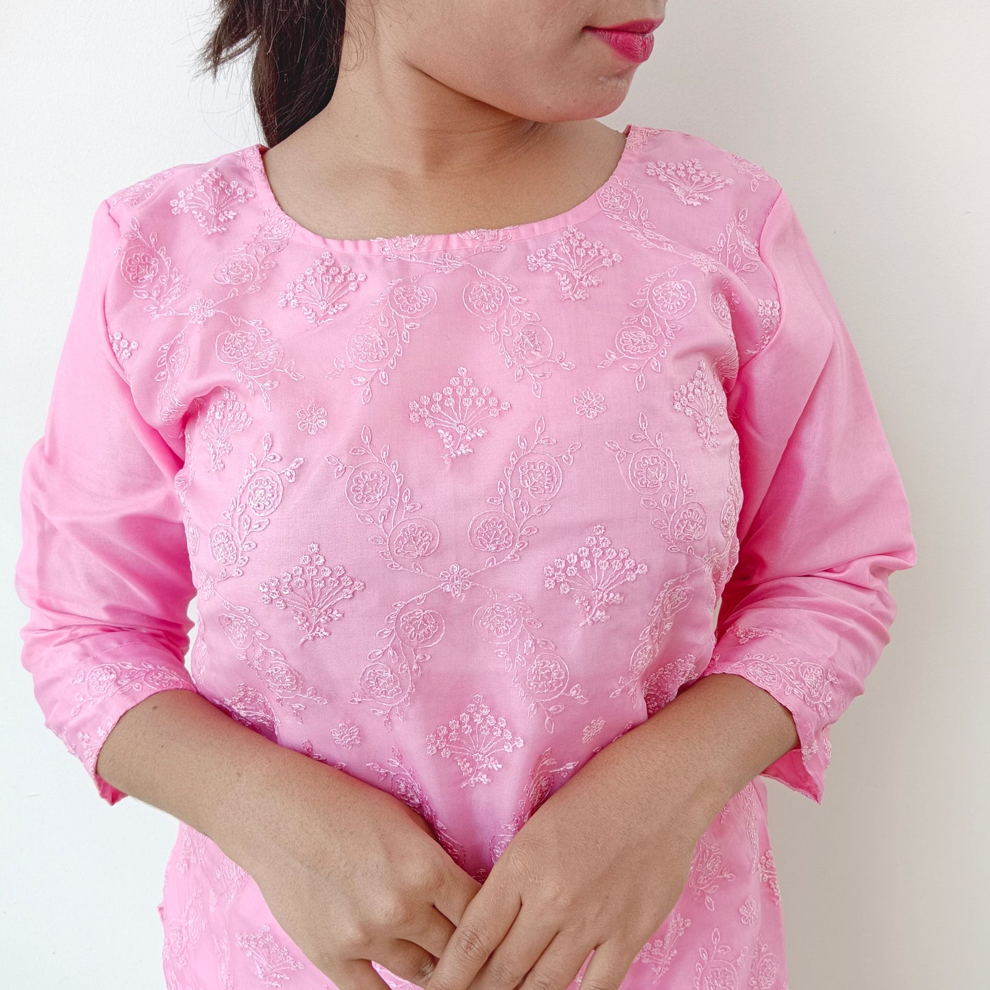 Light Pink - Organza Silk - Full Embroidery - Salwar Full Suit