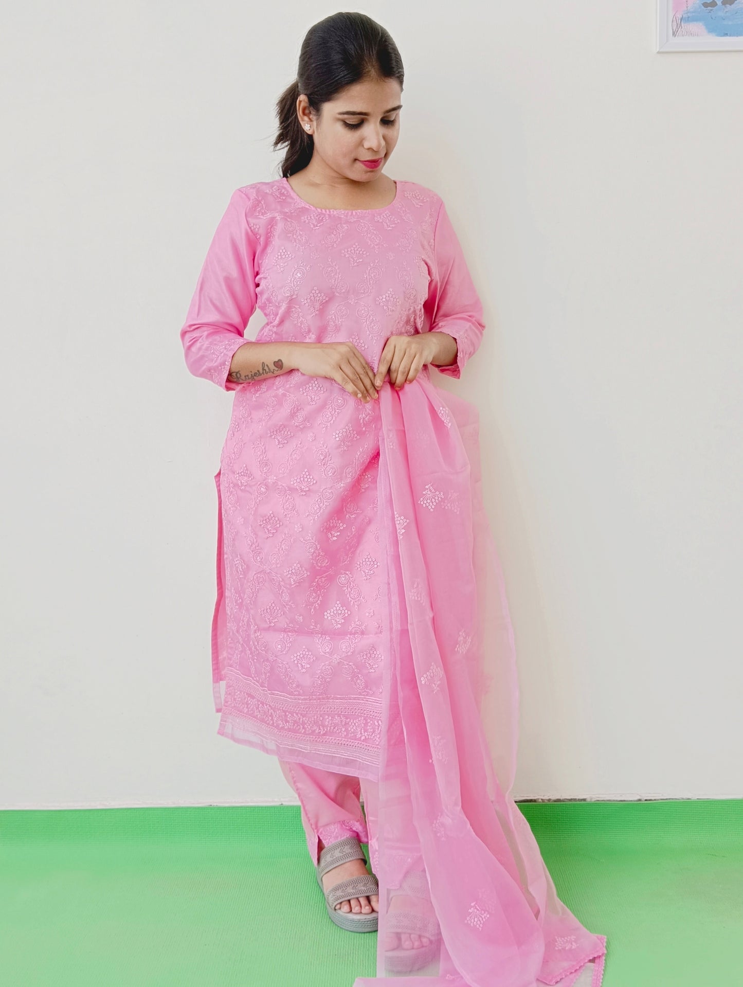 Light Pink - Organza Silk - Full Embroidery - Salwar Full Suit