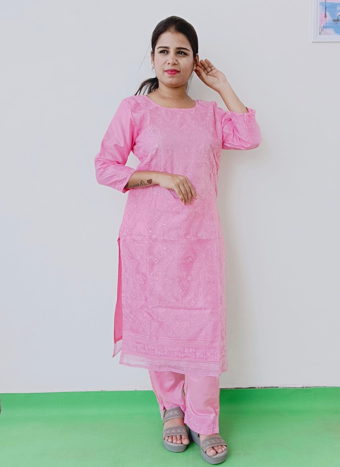 Light Pink - Organza Silk - Full Embroidery - Salwar Full Suit