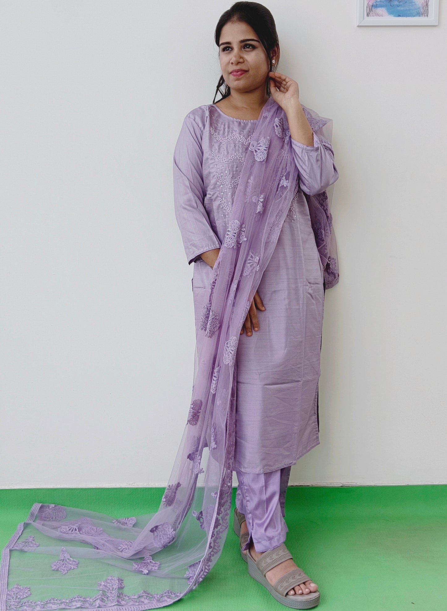 Lavender - Liva Silk - Embroidery - Salwar Suit
