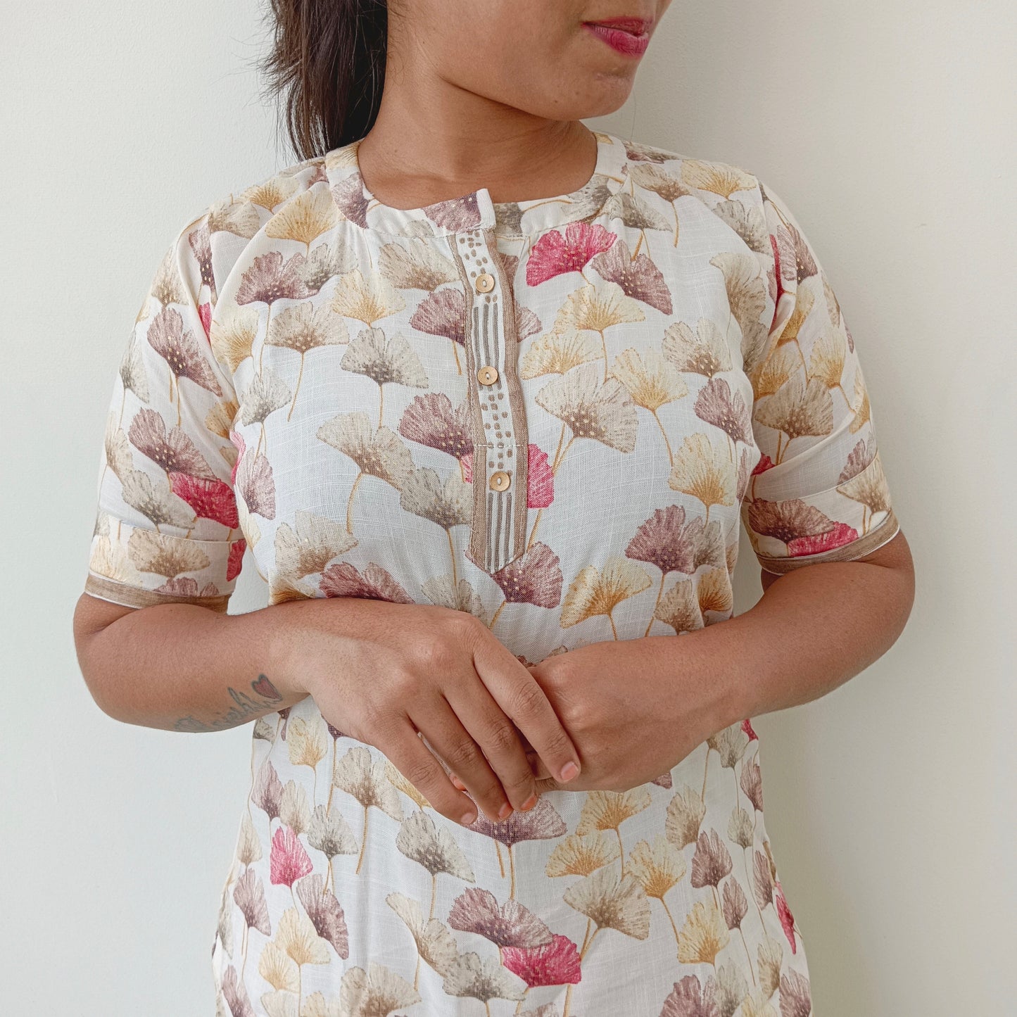 Rayon Cotton Brown Floral Print Women Salwar Set