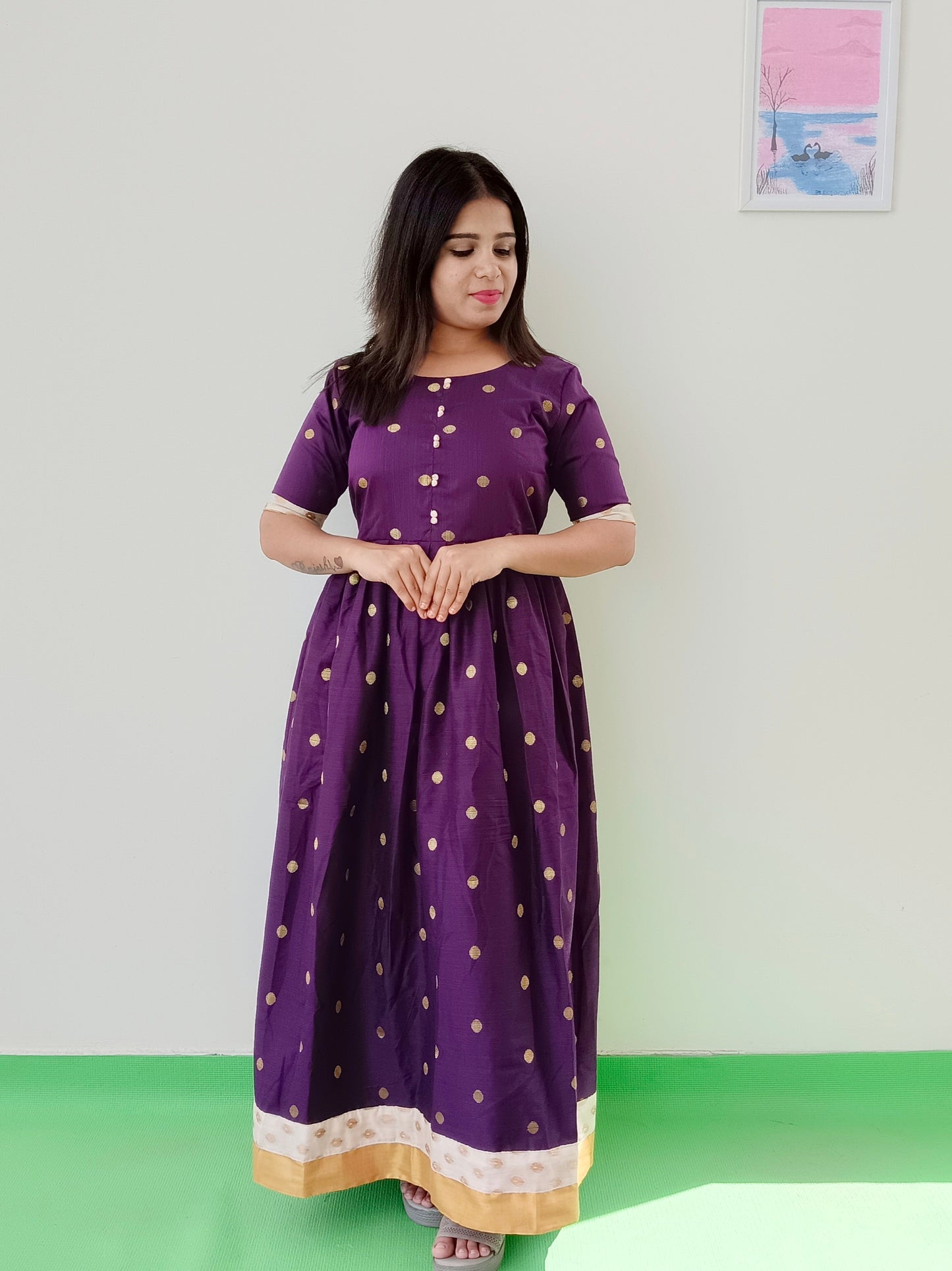 Purple - Pure Silk Anarkali Kurti