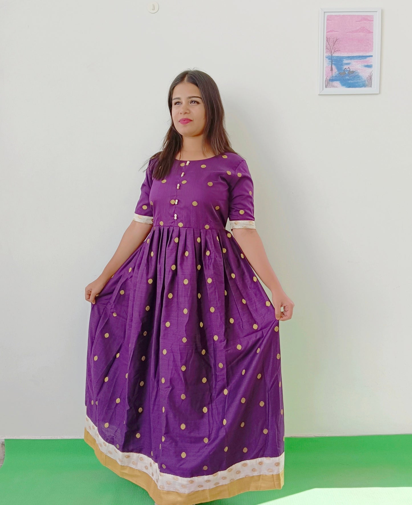 Purple - Pure Silk Anarkali Kurti
