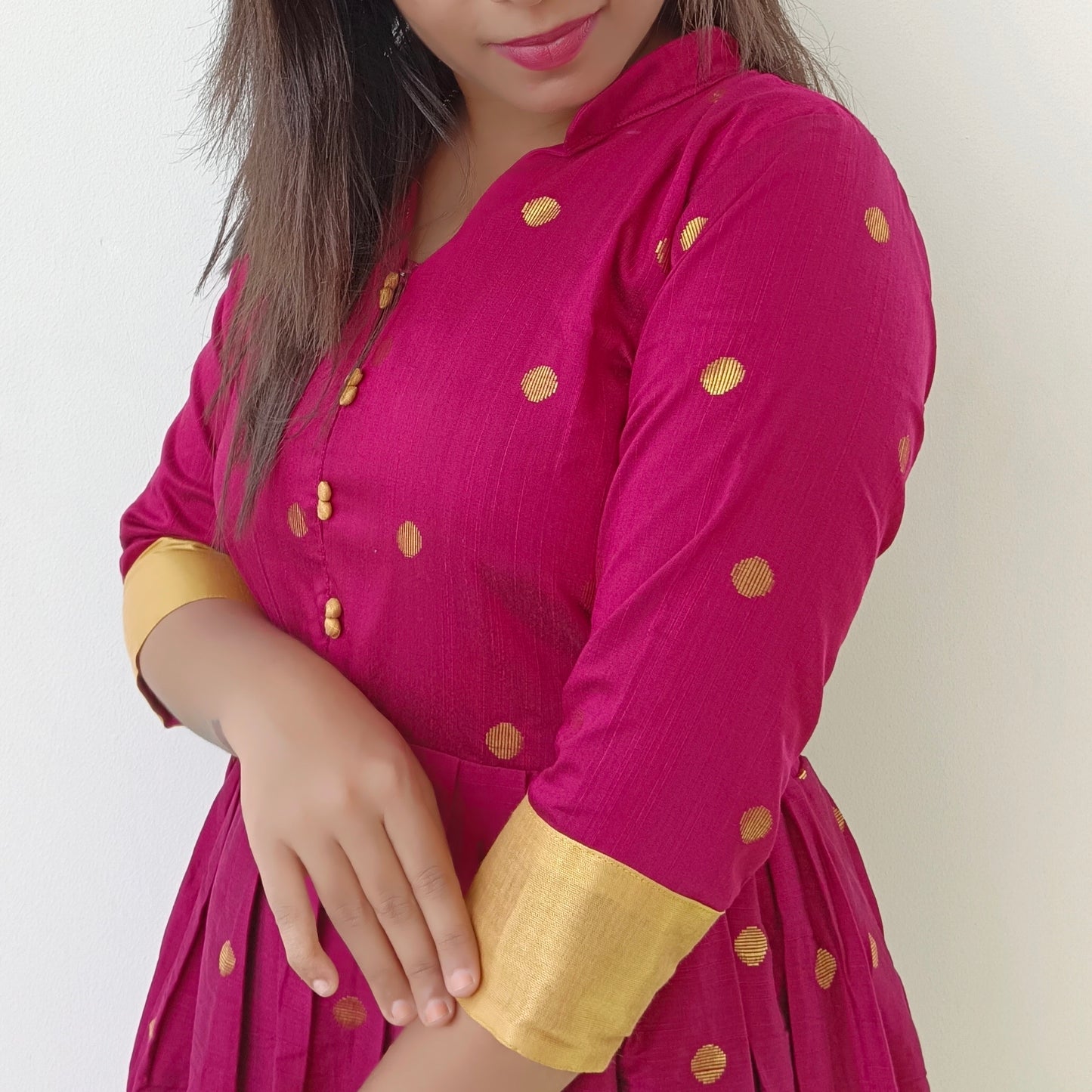 Rani Pink - Pure Silk Women Anarkali Kurti