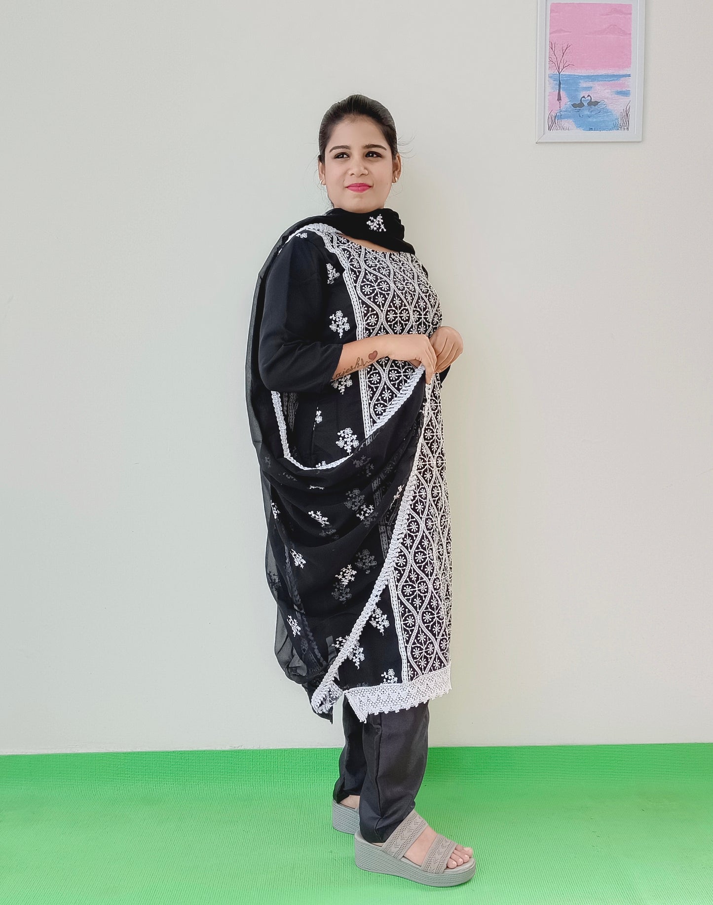 Black - Georgette - Embroidery - Salwar Suit