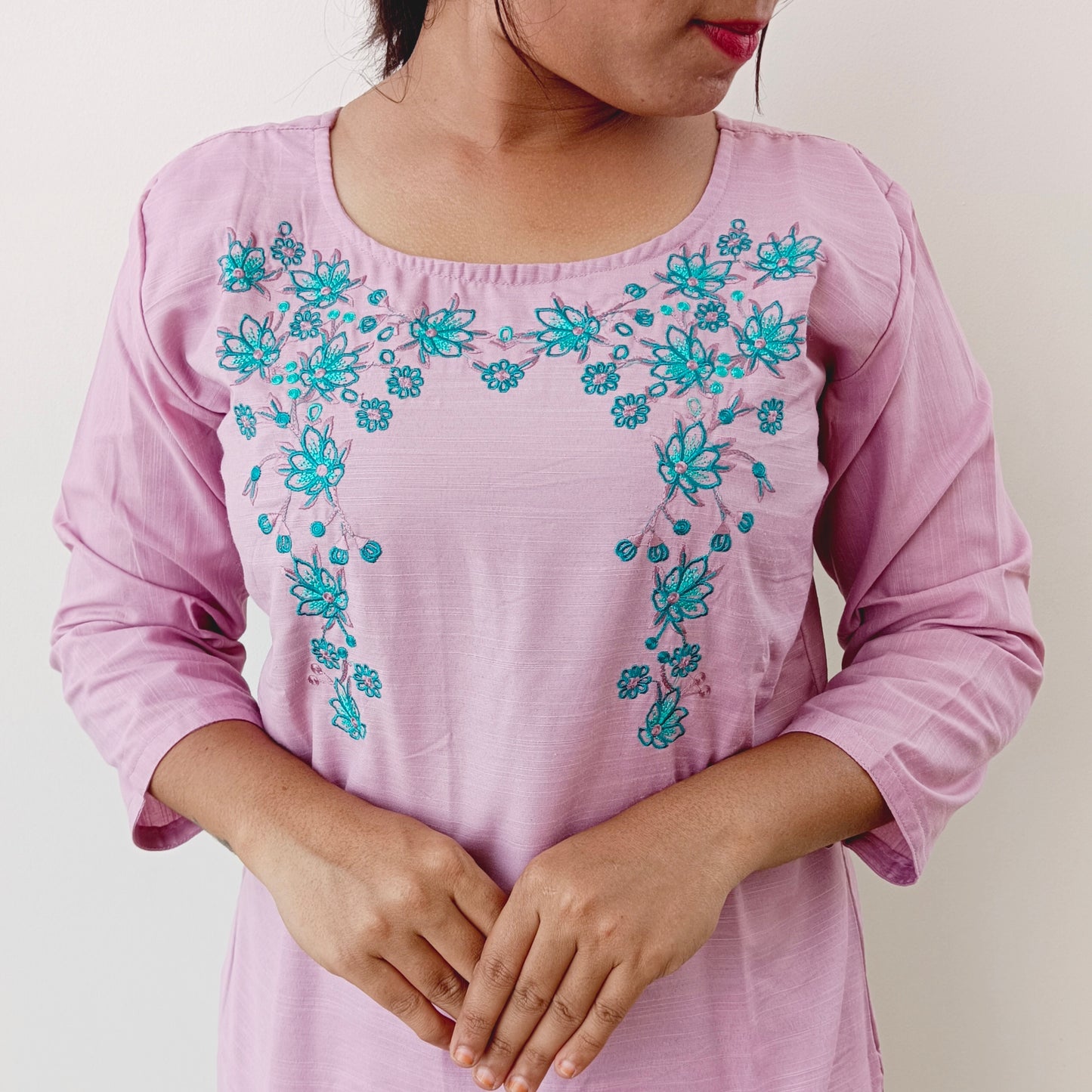 Liva Silk - Onion Pink - Hand Embroidery - Salwar Suit