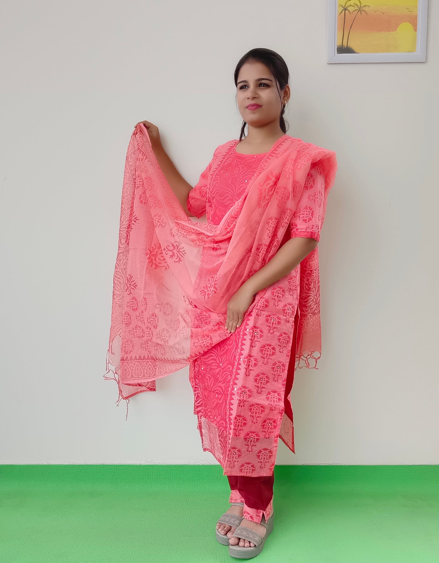 Peach - Kota Organza - Salwar Suit