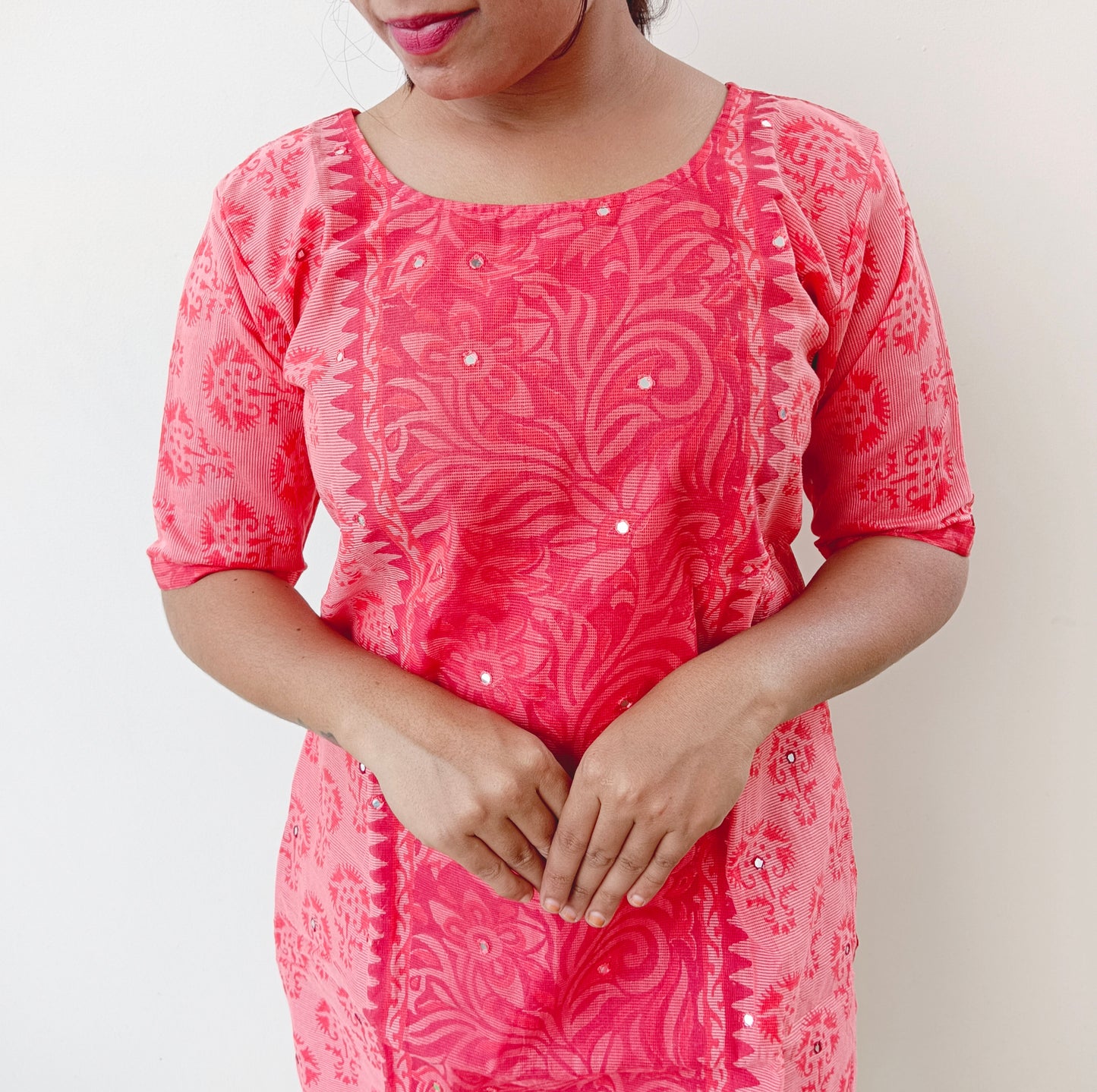 Peach - Kota Organza - Salwar Suit