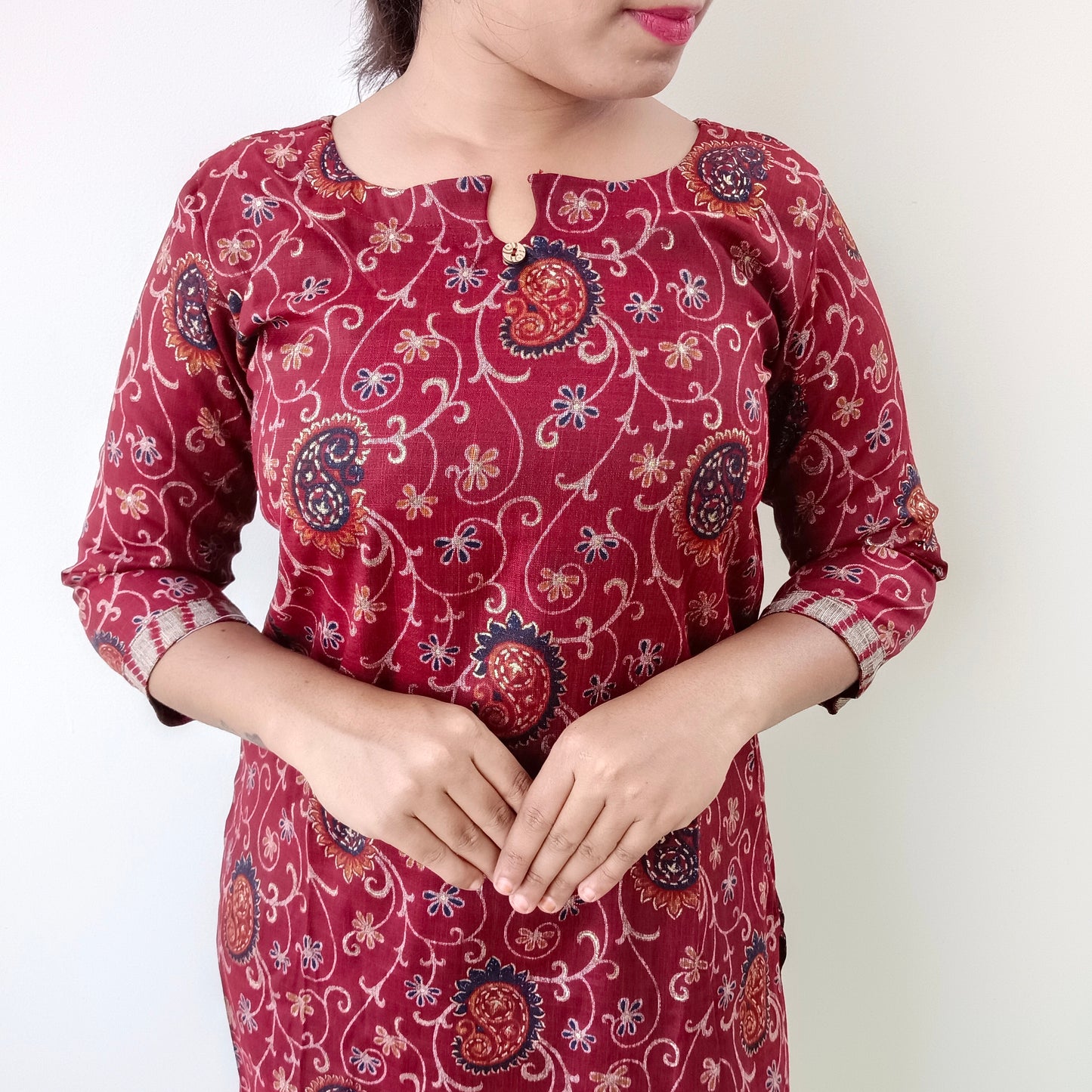 Maroon - Rayon Cotton - Salwar set
