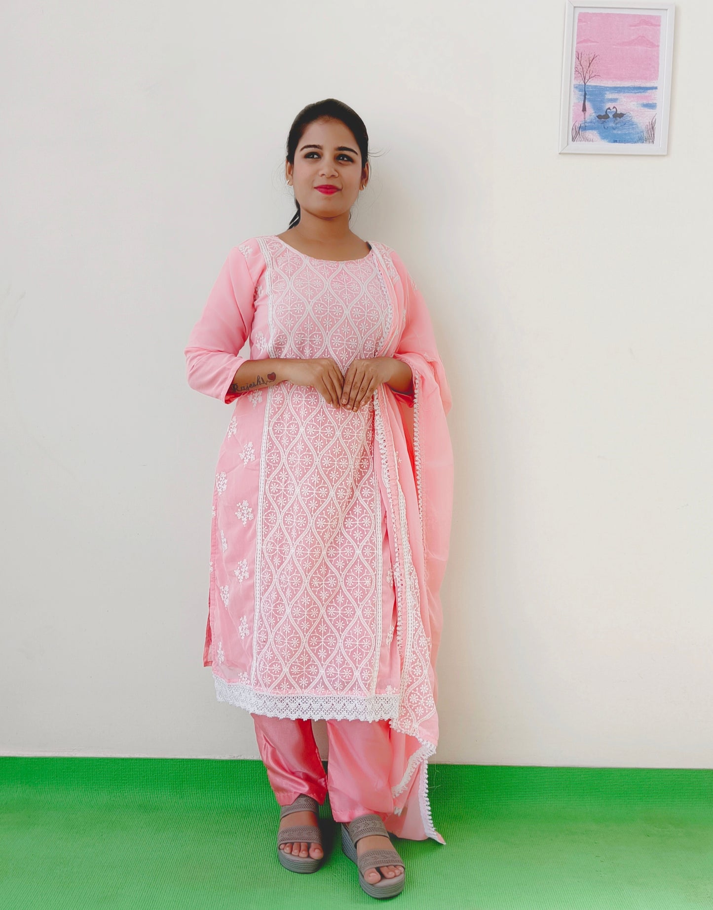 Georgette - Pink - Embroidery - Salwar Suit