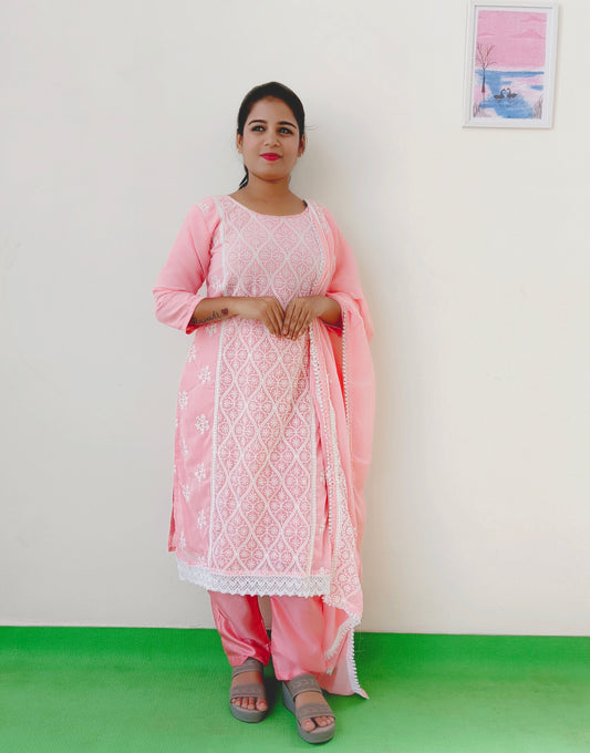Georgette - Pink - Embroidery - Salwar Suit