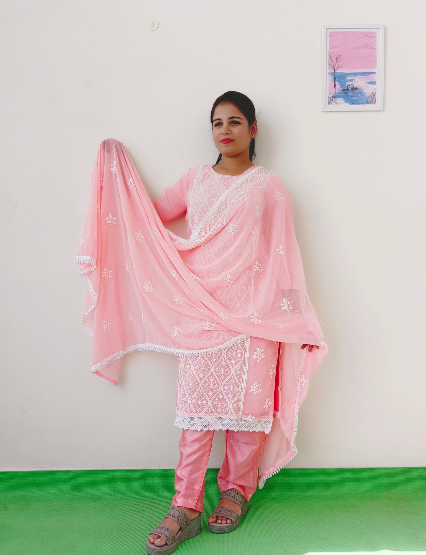 Georgette - Pink - Embroidery - Salwar Suit