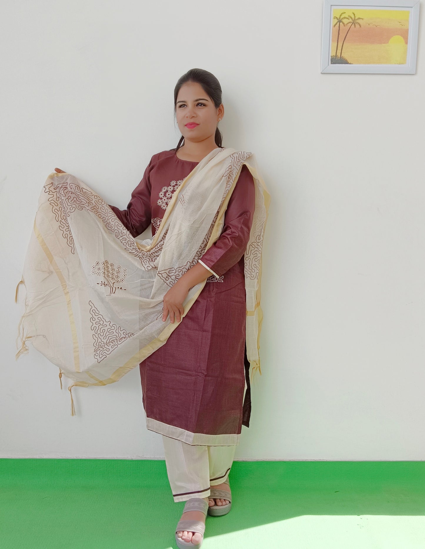 Khadi Cotton - Brown - Salwar Suit