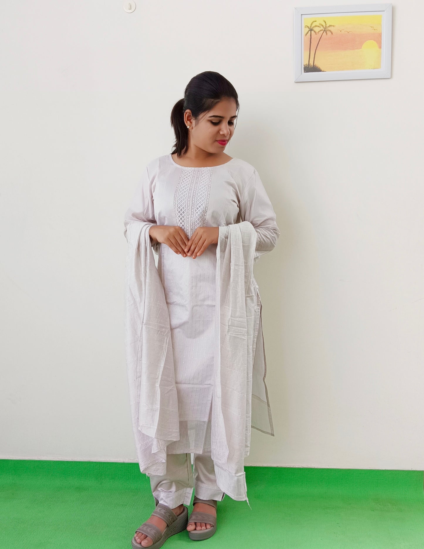 Ash Grey - Liva Silk - Salwar Suit