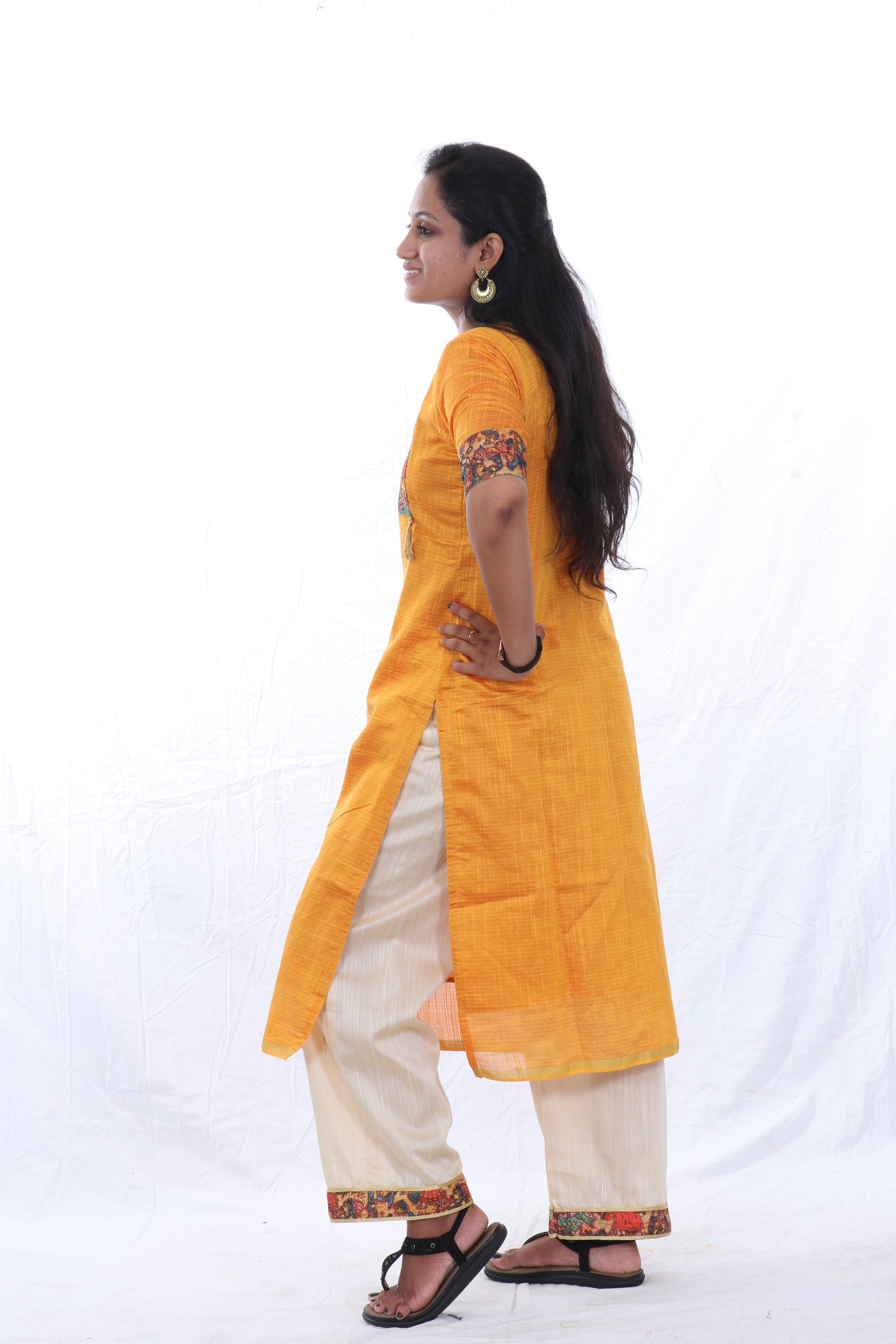 Yellow - Kurta and Palazzo set Silk Cotton