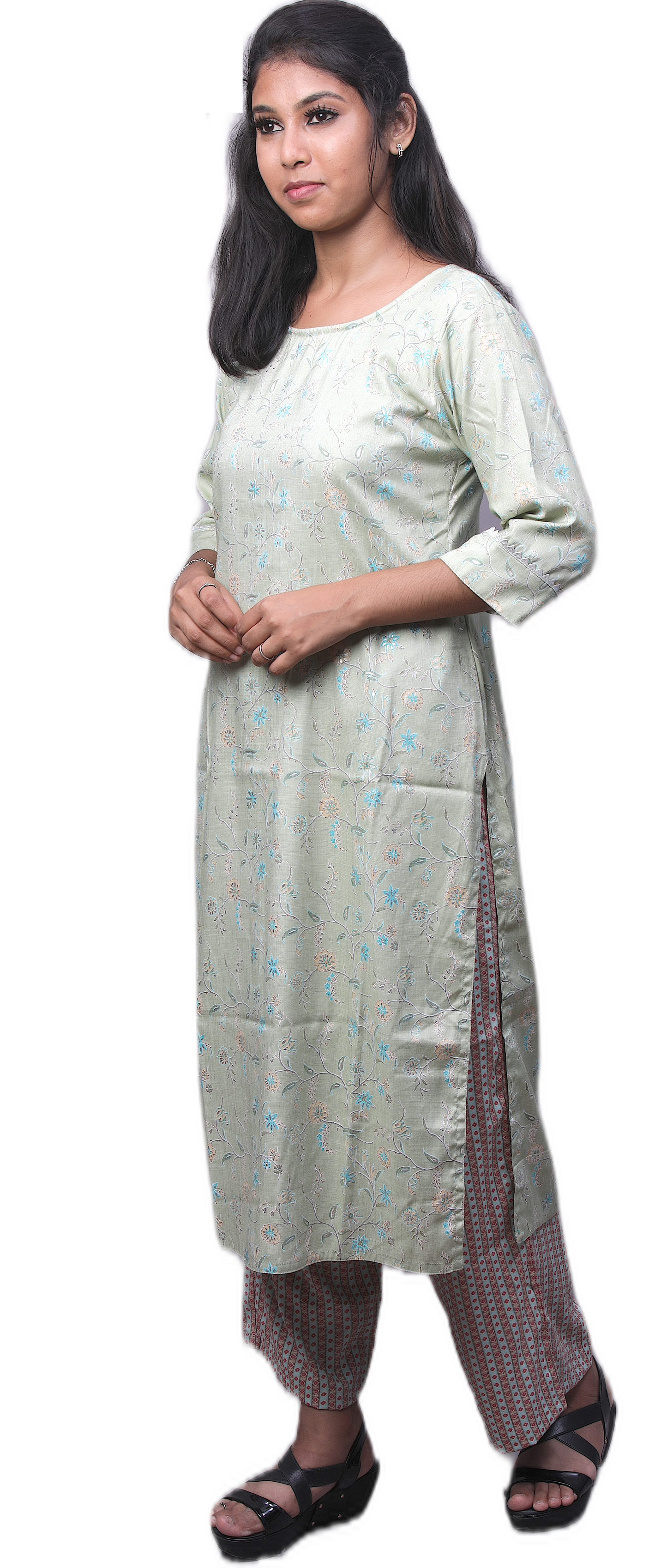 Rayon Floral Print Women Kurta and Palazzo Set