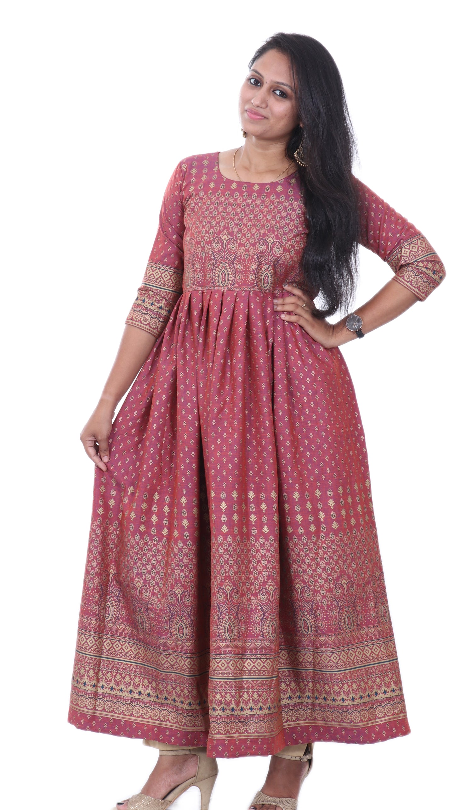 Women Printed Rayon Cotton Anarkali Kurta