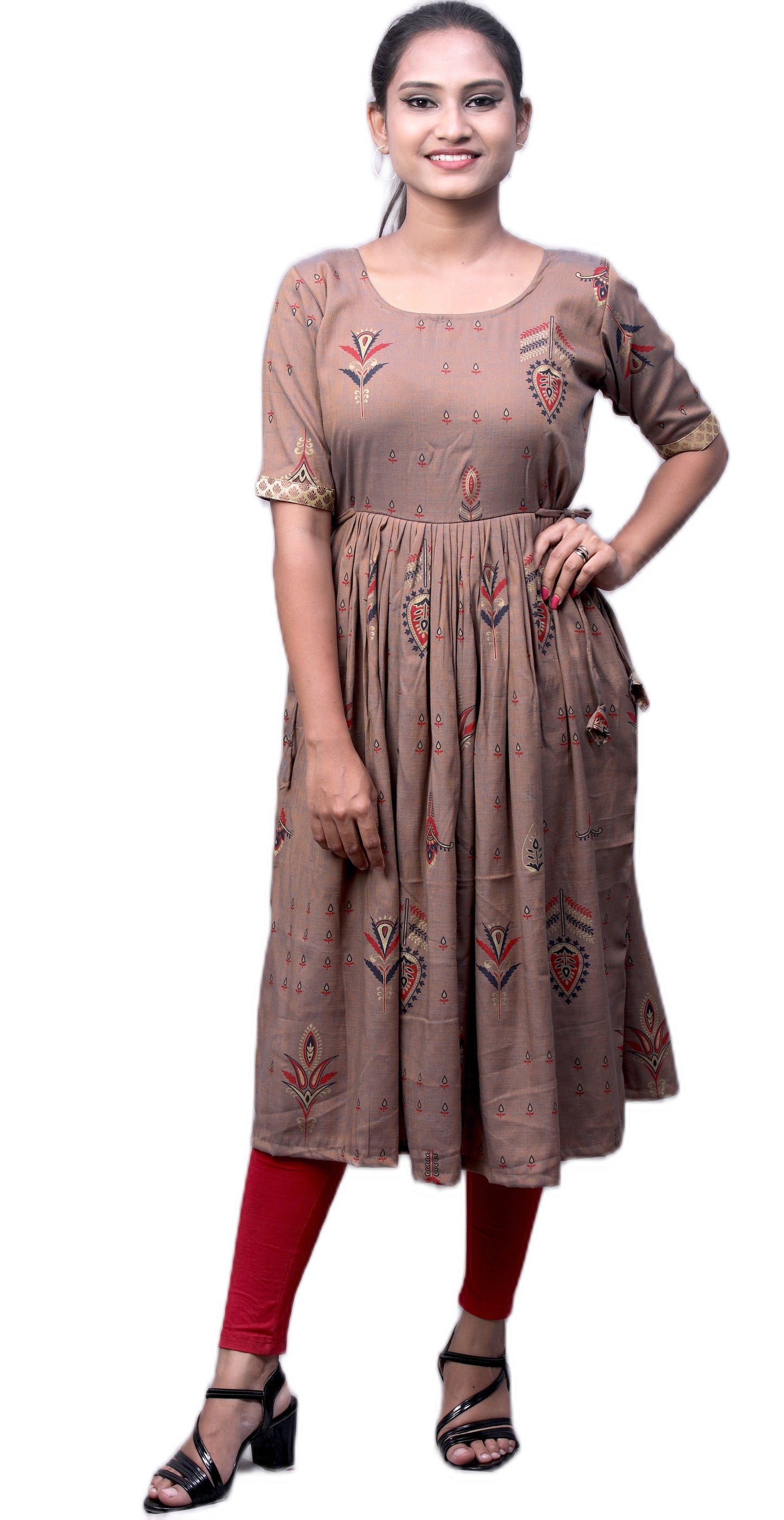 Women Printed Rayon Cotton Anarkali Kurta