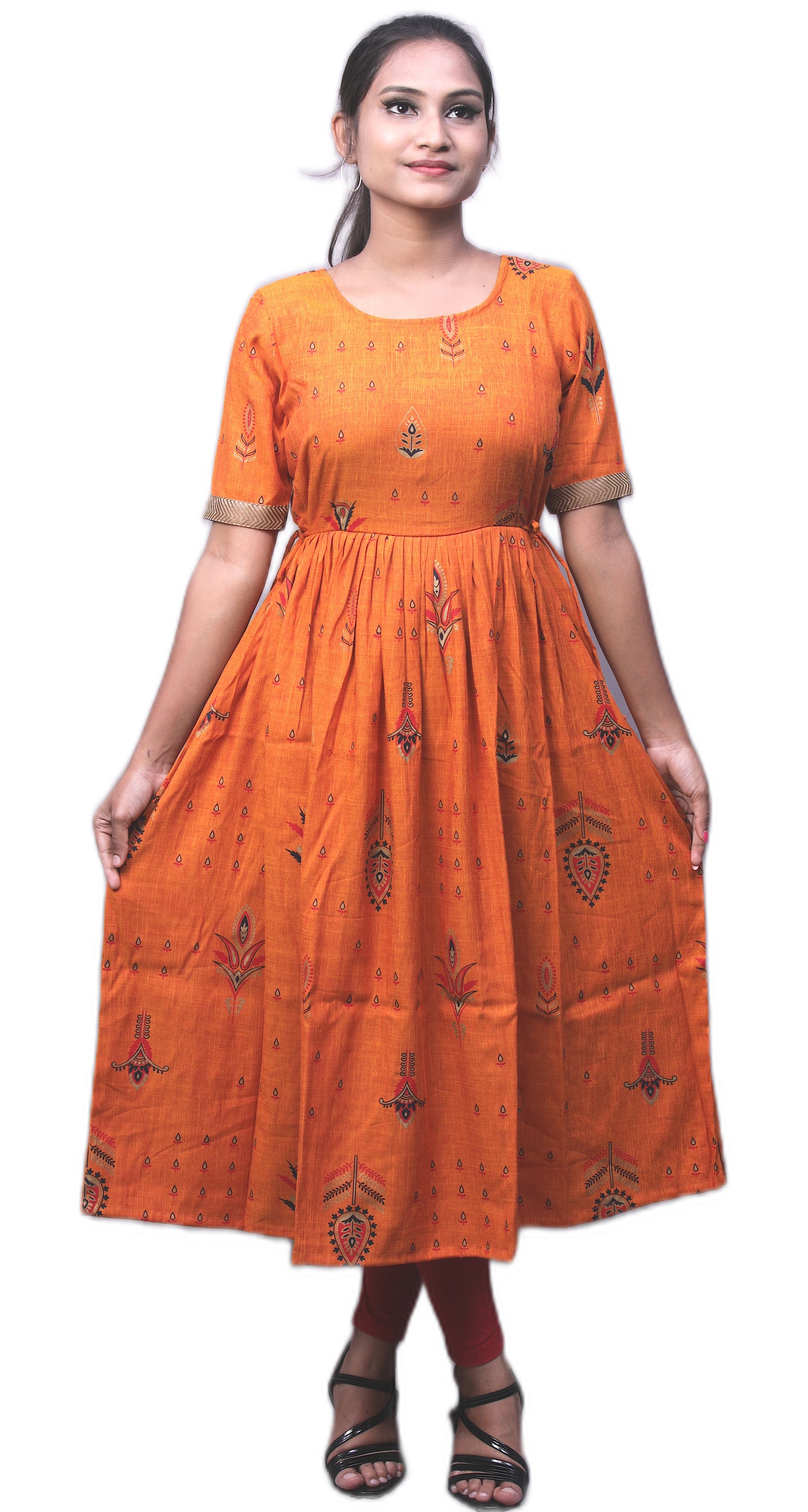 Women Printed Rayon Cotton Anarkali Kurta