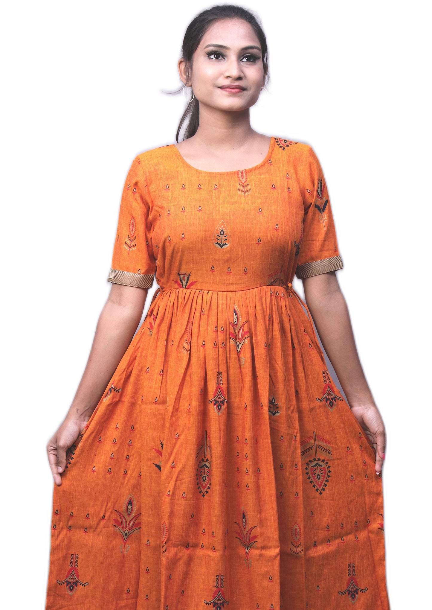 Women Printed Rayon Cotton Anarkali Kurta