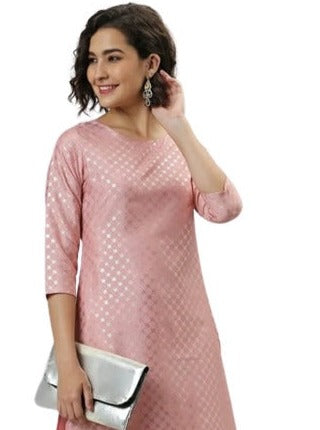 Baby Pink Art Silk Kurta Set