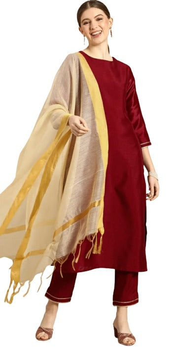 Gorgeous Maroon Art Silk Salwar Suit