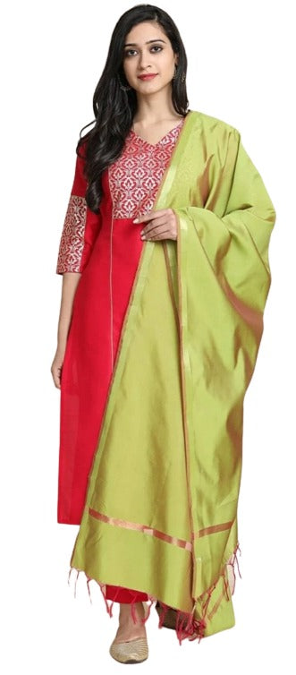 Red Art Silk Salwar Suit
