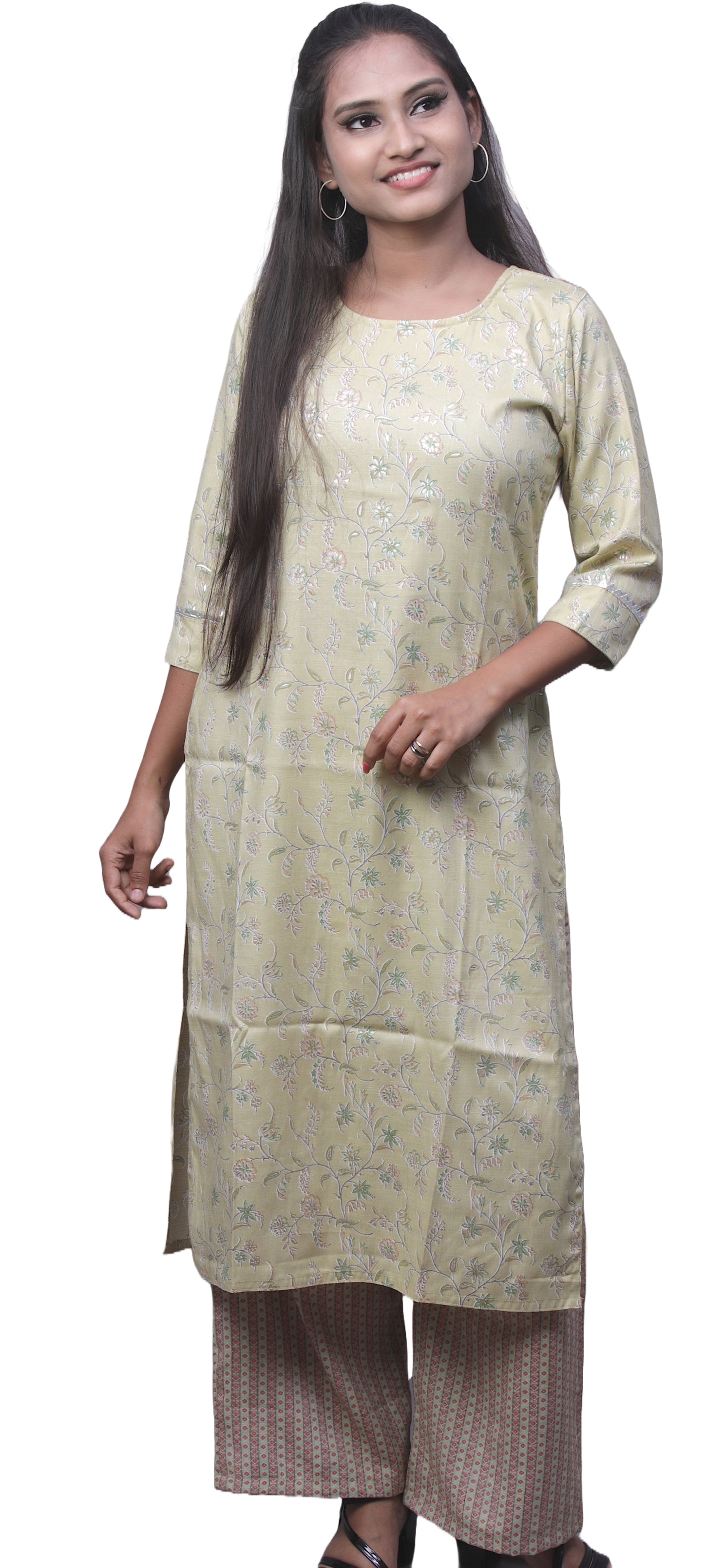 Rayon Floral Print Women Kurta and Palazzo Set
