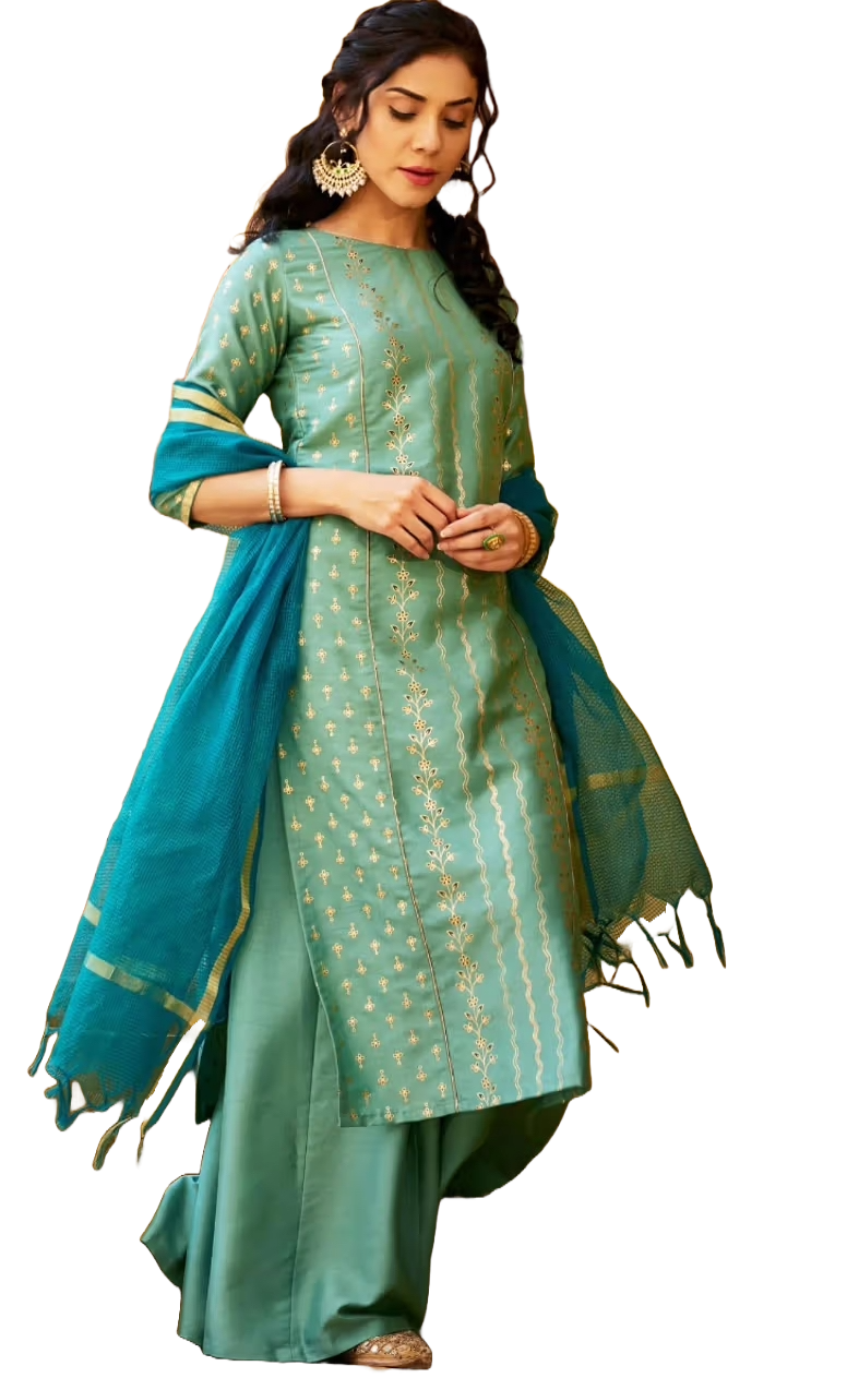 Silk Salwar Suit - Green