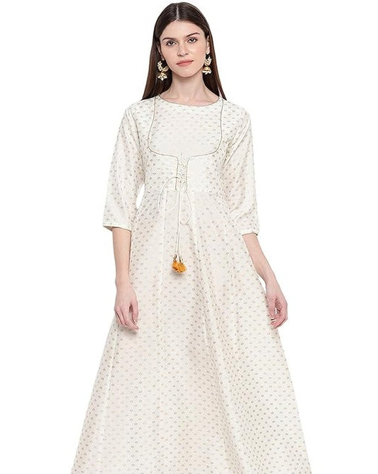 Pearl White Silk Anarkali
