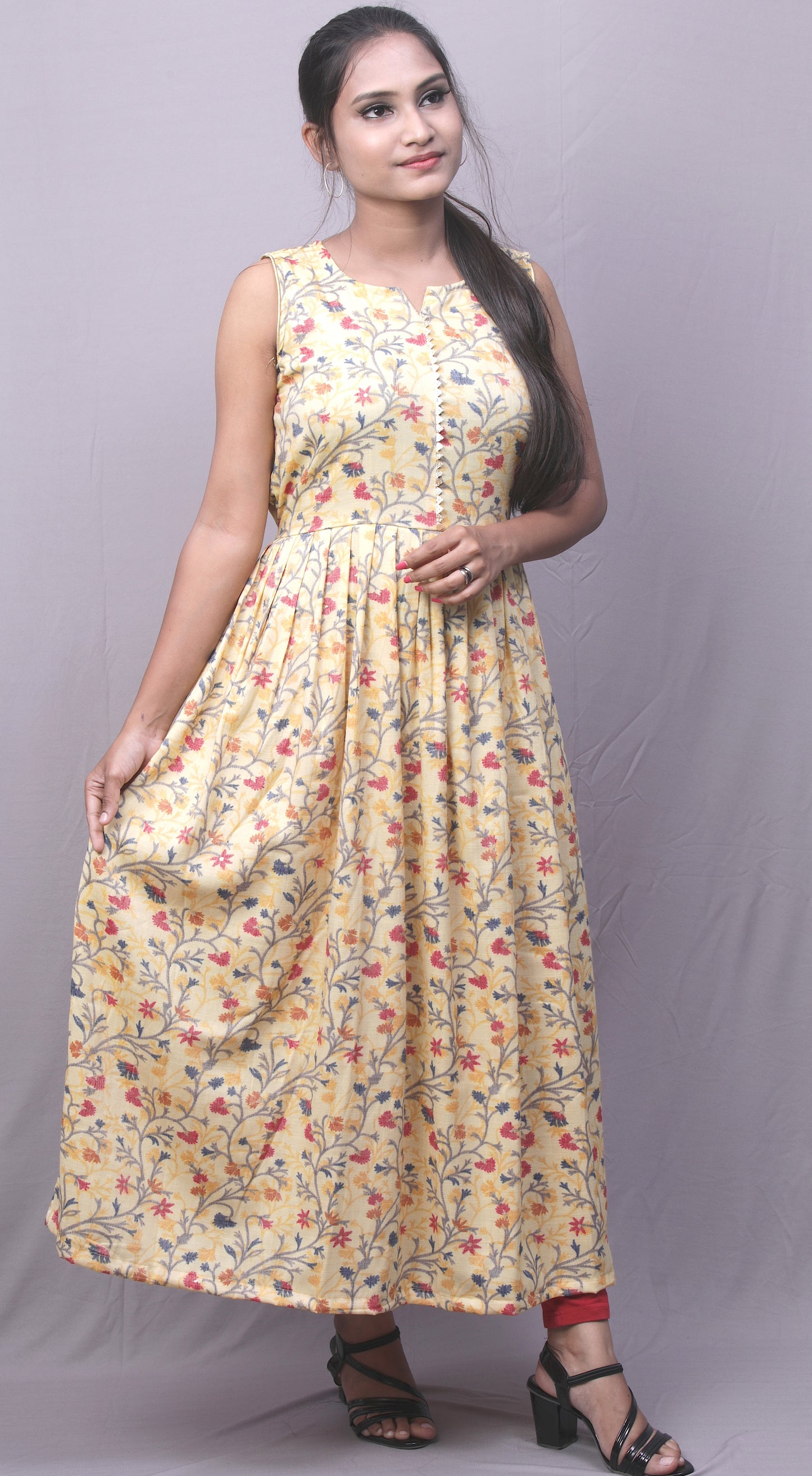 Women Floral Print Viscose Rayon Anarkali Kurta