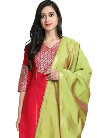 Red Art Silk Salwar Suit