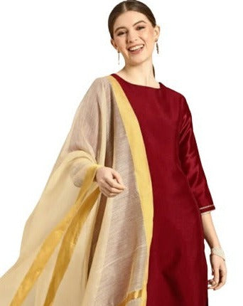 Gorgeous Maroon Art Silk Salwar Suit