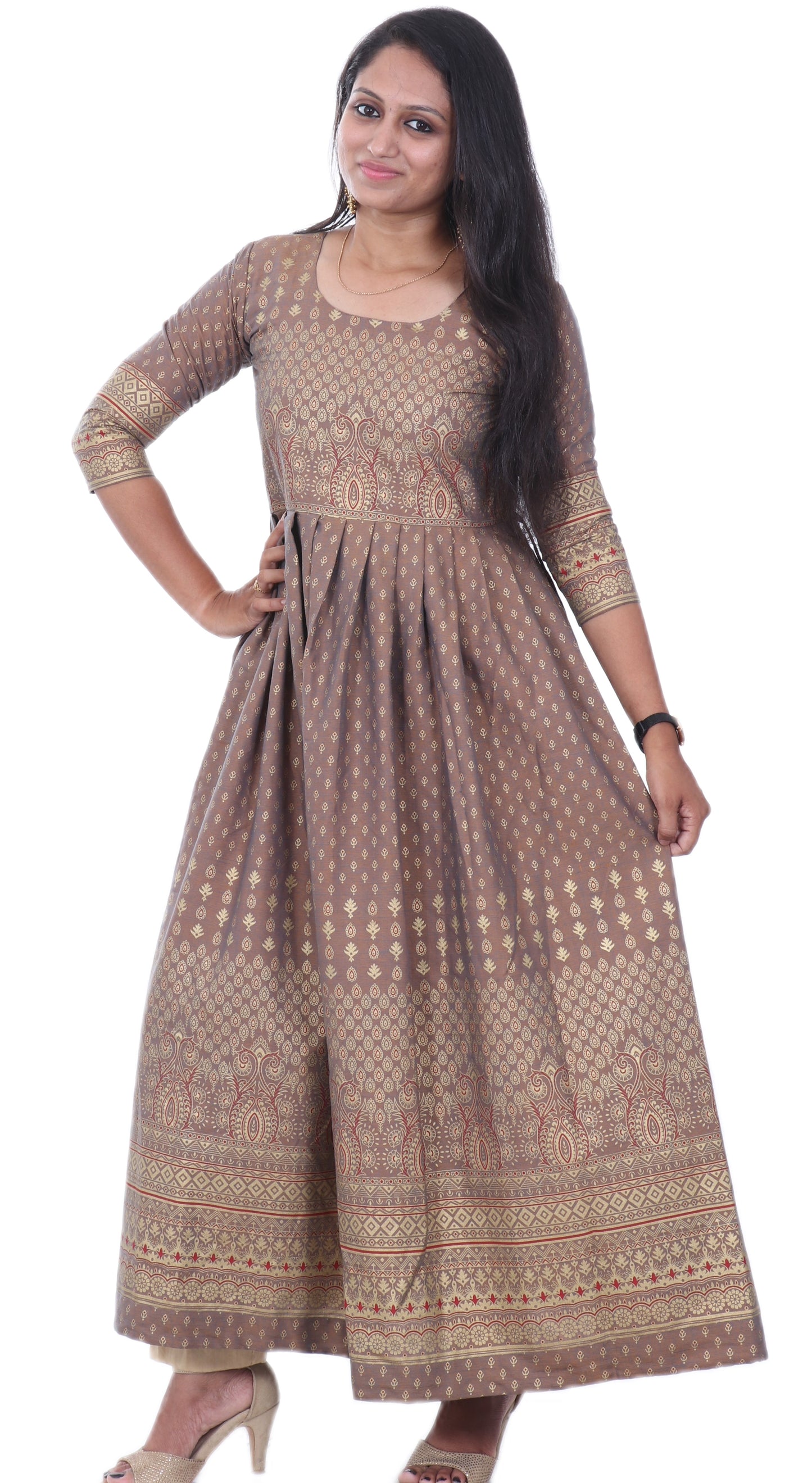 Women Printed Rayon Cotton Anarkali Kurta