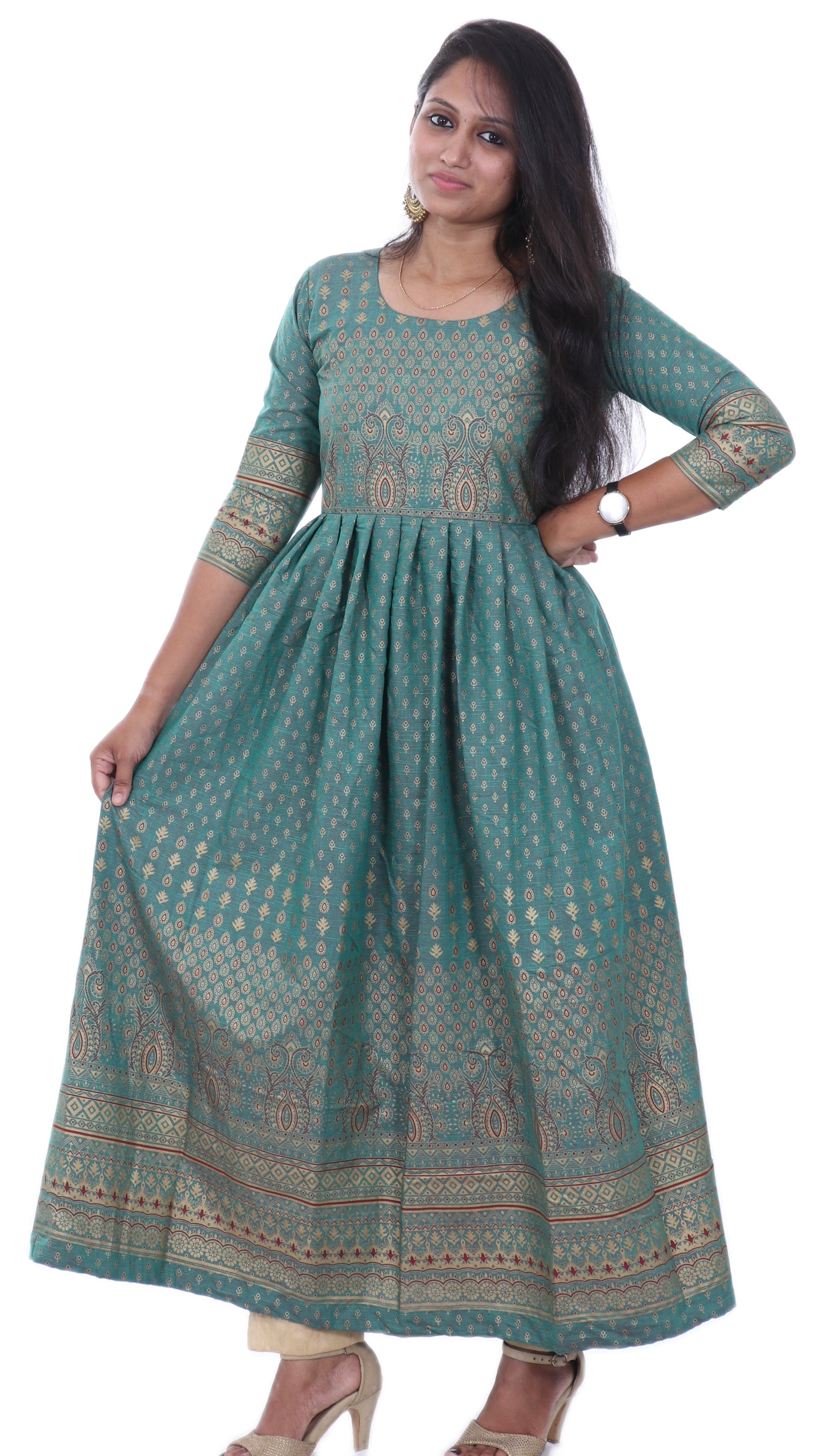 Women Printed Rayon Cotton Anarkali Kurta