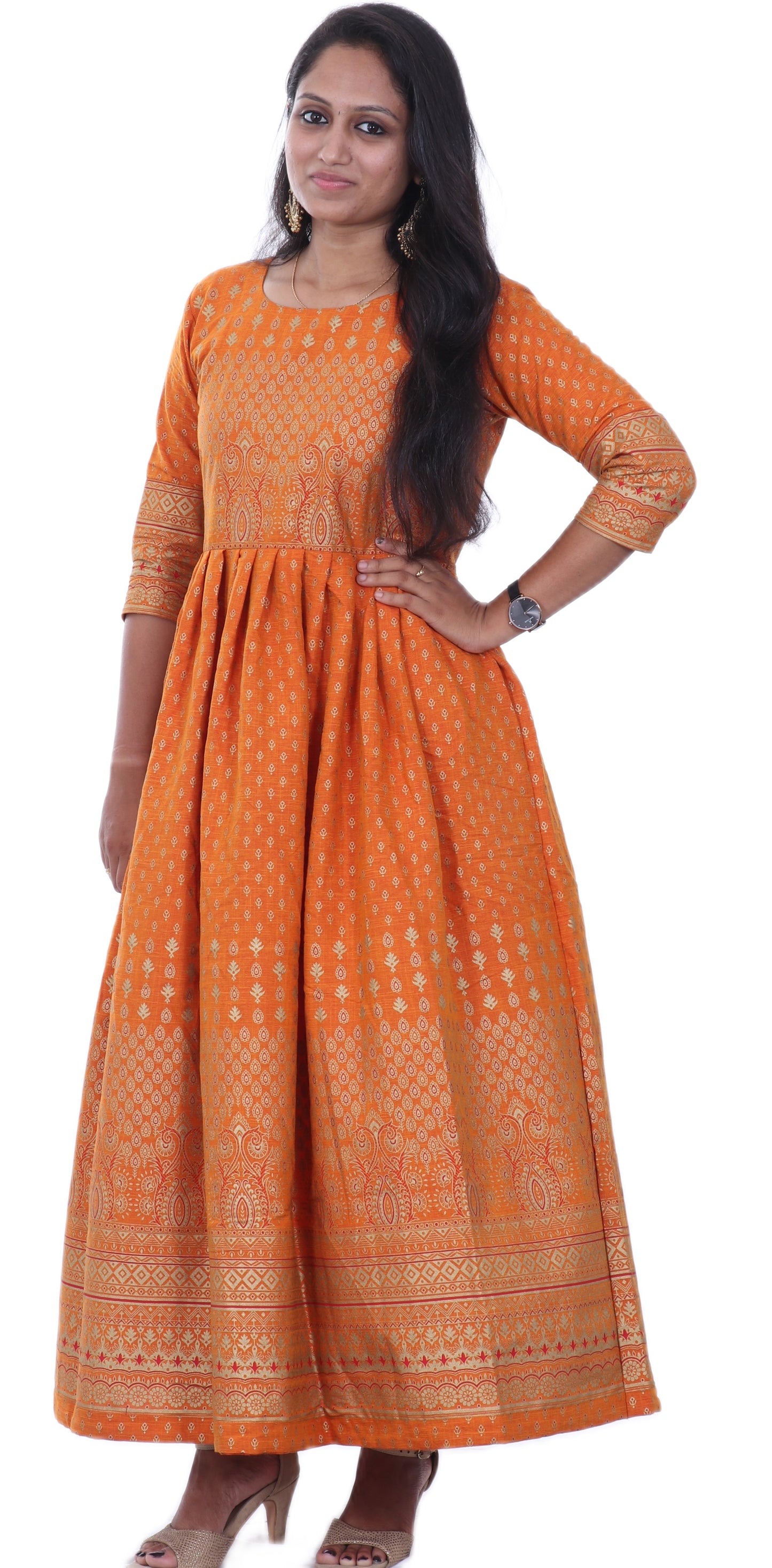 Women Printed Rayon Cotton Anarkali Kurta