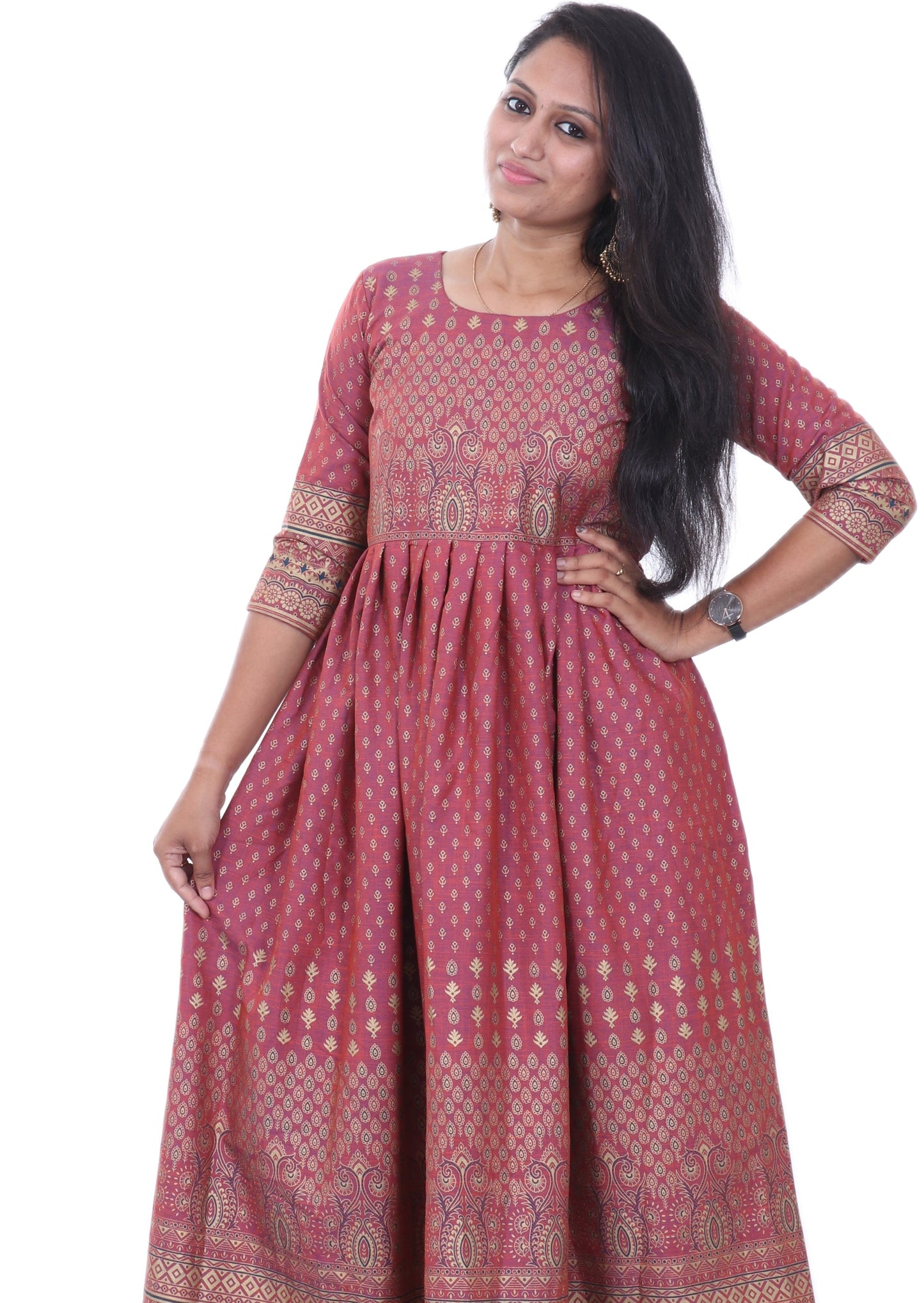 Women Printed Rayon Cotton Anarkali Kurta